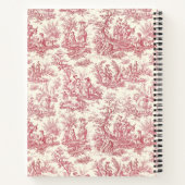 Elegante rode toile de jouy notitieboek (Achterkant)