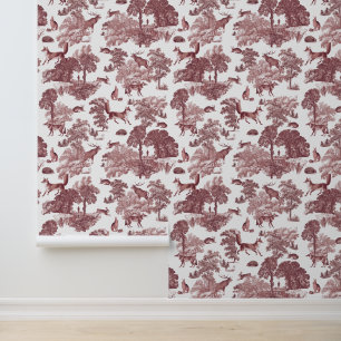 Elegante  Rode Toile Fox Forest Dieren Behang