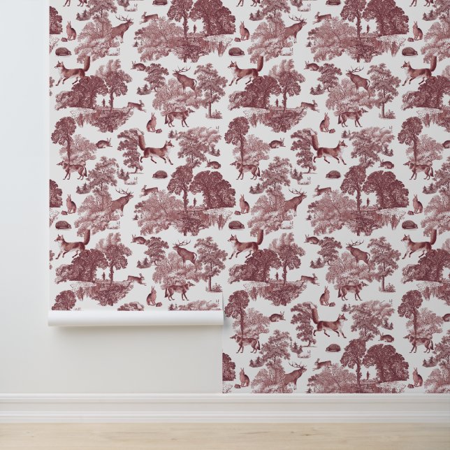 Elegante  Rode Toile Fox Forest Dieren Behang (Applicatie)