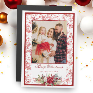 Elegante rode toile met winterbloemenfoto