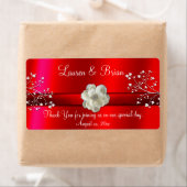 Elegante rode trouw/Sweet Sixteen-label Etiket (Insitu)