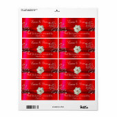 Elegante rode trouw/Sweet Sixteen-label Etiket (Full Sheet)
