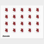 Elegante rode trouwrozen aanpasbaar ronde sticker (Vel)