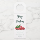 Elegante  rode truck kerstfeest flessenhanger (Voorkant)