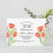 Elegante rode tulp Flora 50ste verjaardag Kaart (Staand voorkant)