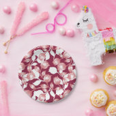 Elegante rode tulp silhouet bloemenpatroon II Papieren Bordje (Feest)