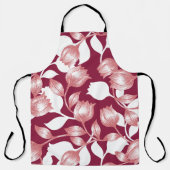 Elegante rode tulp silhouet bloemenpatroon II Schort (Voorkant)