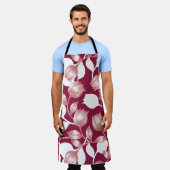 Elegante rode tulp silhouet bloemenpatroon II Schort (Gedragen)