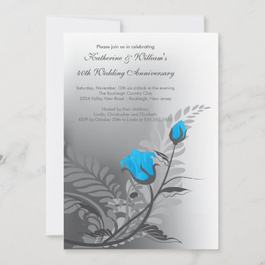 Elegante rode turquoise jubileum uitnodiging (Voorkant)