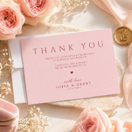 Elegante Rode Typografie Blush Roze Bruiloft Bedankkaart