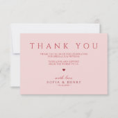 Elegante Rode Typografie Blush Roze Bruiloft Bedankkaart (Voorkant)