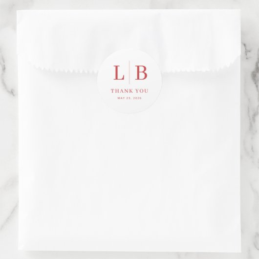 Elegante Rode Typografische Dankbaarheid Ronde Sticker (Tas)