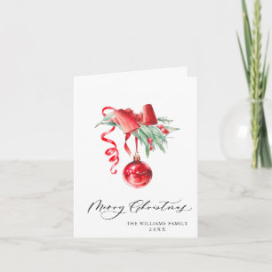 Elegante Rode Versiering Prettig Kerstfeest Groet Feestdagen Kaart