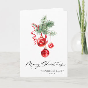 Elegante Rode Versiering Prettig Kerstfeest Groet Feestdagen Kaart