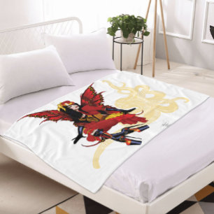 Elegante Rode Victoriaanse Steampunk Fee Octopus Fleece Deken