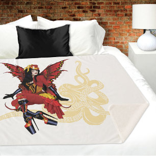Elegante Rode Victoriaanse Steampunk Fee Octopus Sherpa Deken