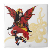 Elegante Rode Victoriaanse Steampunk Fee Octopus Tegeltje (Voorkant)
