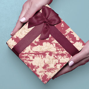 Elegante rode vintage Toile de Jouy-meer scène Cadeaupapier