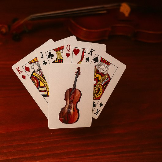 Elegante rode viool muziekinstrument pokerkaarten