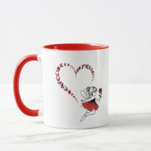 Elegante Rode Vlinder Hartfee Tweetonige Mok