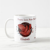 Elegante rode vogel en planten. Uniek en grappig Koffiemok (Links)