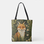 Elegante Rode Vos En Groene Bladeren Tote Bag (Achterkant)