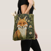 Elegante Rode Vos En Groene Bladeren Tote Bag (Dichtbij)