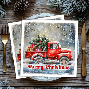 Elegante rode vrachtwagen Kerst scène feest servet