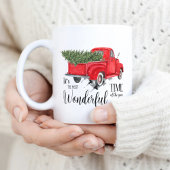 Elegante  rode vrachtwagen script kerstboom tweekleurige koffiemok
