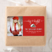 Elegante rode vrolijke en heldere kerstfoto etiket (Insitu)