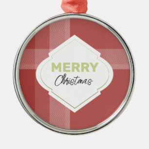 Elegante rode vrolijke kerst Tartan Bourgogne Metalen Ornament