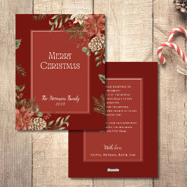 Elegante rode vrolijke kerstpoinsettia feestdagenkaart