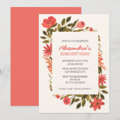 Elegante Rode Waterverf Bloemen 82ste verjaardag Kaart (Voorkant / Achterkant)