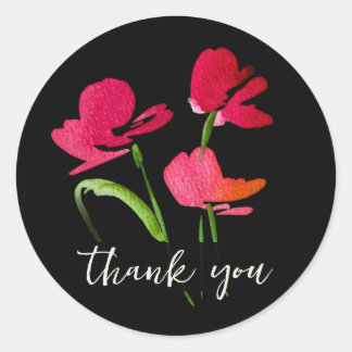 Elegante rode waterverf bloemenenveloppeelzegel ronde sticker