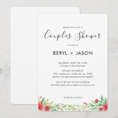 Elegante Rode Waterverf Bloemenkraam voor koppels Kaart (Voorkant / Achterkant)