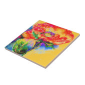 Elegante rode waterverf bloemenrode papaver tegeltje (Zijkant)