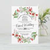 Elegante rode Waterverf bloemenvirtuele bruiloft Kaart (Staand voorkant)