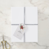 Elegante Rode Waterverf Botanische Bloemen Kerstmi Cadeaulabel (Met Touw)
