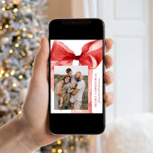 Elegante Rode Waterverf Bow 3 Foto Feestdagenkaart