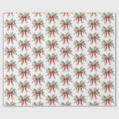 Elegante rode Waterverf Holly Bow Pattern Christma Cadeaupapier (Vlak)
