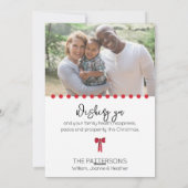 Elegante rode Waterverf kerstkrans één foto Feestdagenkaart (Achterkant)