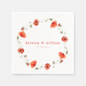 Elegante rode waterverf klaproos bloemenkrans servet (Voorkant)