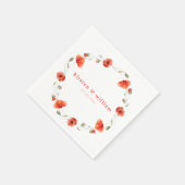 Elegante rode waterverf klaproos bloemenkrans servet (Hoek)