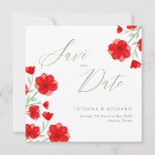 Elegante rode Waterverf Poppy Floral Save Our Date Save The Date (Voorkant)