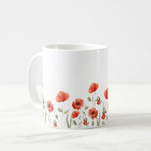Elegante rode Waterverf Poppy Flowers Koffiemok (Voorkant links)