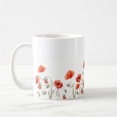 Elegante rode Waterverf Poppy Flowers Koffiemok (Links)