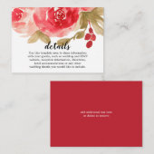 Elegante rode Waterverf Roos bruiloft details Informatiekaartje (Voorkant / Achterkant)