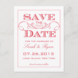 Elegante rode wervel Save the Date Briefkaart