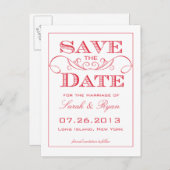 Elegante rode wervel Save the Date Briefkaart (Voorkant / Achterkant)
