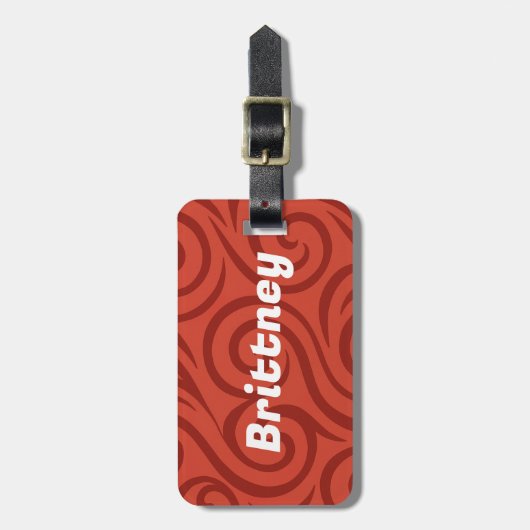 Elegante rode wervelingen bagagelabel (Voorkant verticaal)